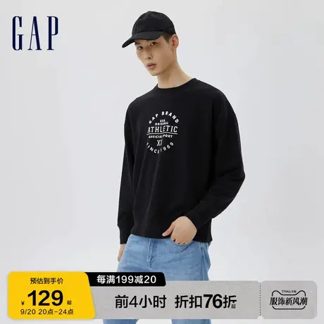 Gap男装秋季新款LOGO运动法式圈织软卫衣603175学院风套头衫图片