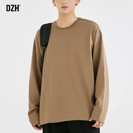 男士纯棉t恤男圆领长袖上衣2023秋季新款卫衣基础款情侣装打底衫商品大图