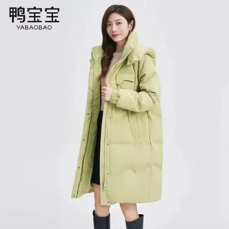 鸭宝宝长款羽绒服女2023年冬季新款时尚气质百搭休闲可拆卸帽商品大图