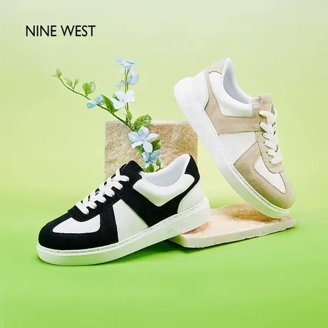 Nine West/玖熙布朗尼德训鞋女夏季新款运动女鞋真皮休闲小白鞋商品大图