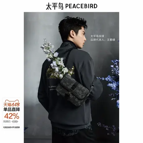【王鹤棣同款】太平鸟男装24秋重磅肌理双面布提花卫衣B1CRE3305图片
