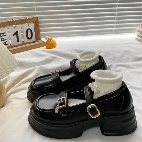 小皮鞋设计感女小众超仙百搭学院英伦风增高厚底松糕鞋玛丽珍单鞋商品大图