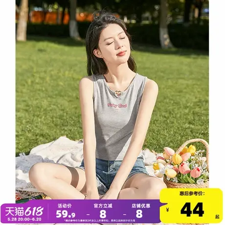 唐狮2024夏季新款女背心外穿设计感小吊带内搭短款修身针织上衣商品大图