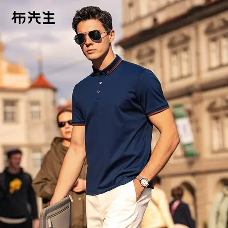 MrBu布先生钉扣撞色设计短袖2025新款柔软亲肤可机洗男上衣AF090商品大图