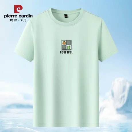 皮尔卡丹时尚印花纯色短袖圆领T恤男士休闲半袖百搭体恤衫2025年商品大图