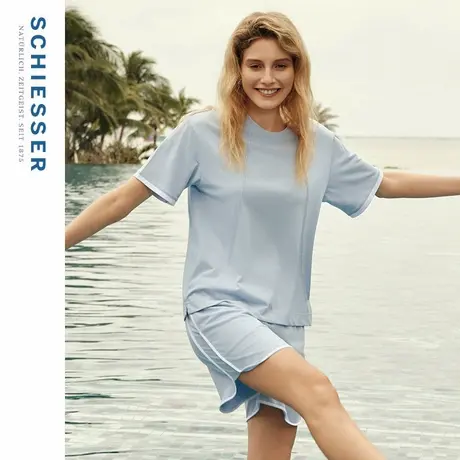 SCHIESSER舒雅25年春夏新品女士凉感布冰藻泥3A抗菌家居服套装图片