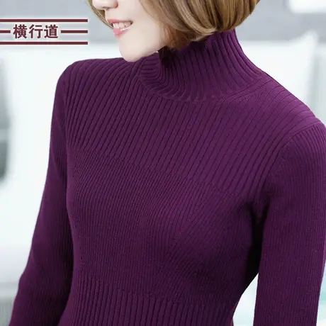 2023冬季加厚高领针织衫纯色羊毛衣内搭上衣服女装长袖修身打底衫商品大图