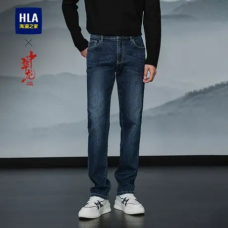 HLA/海澜之家中华龙系列牛仔裤25春夏新洗水五袋直筒弹力柔软裤男商品大图