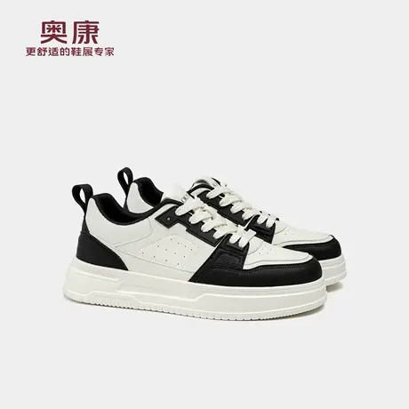 奥康 2025秋季新款男鞋潮流休闲鞋黑白运动鞋厚底时尚简约板鞋商品大图
