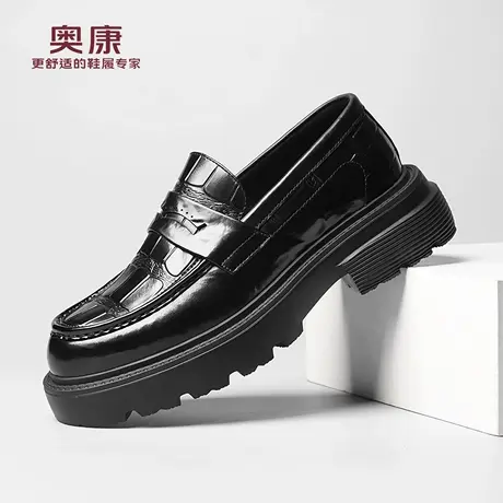 奥康 男鞋2025春秋新款套脚皮鞋时尚休闲英伦风舒适一脚蹬男皮鞋L商品大图