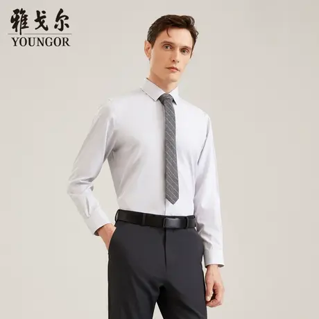 雅戈尔奥莱 男装提花桑蚕丝羊毛秋高端商务DP装衬长袖衬衫男商品大图