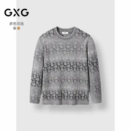GXG男装 圆领基础保暖毛衫满印通勤内搭针织衫 2024冬季品图片
