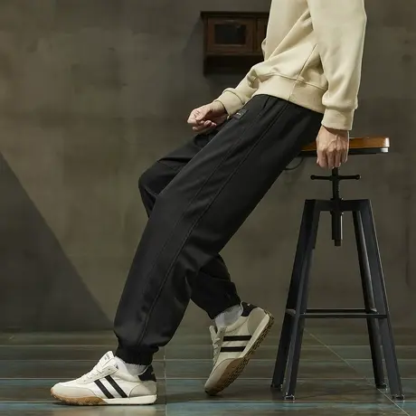 唐狮秋冬休闲裤男士黑色束脚裤休闲百搭显瘦高级感时尚百搭潮流TA商品大图