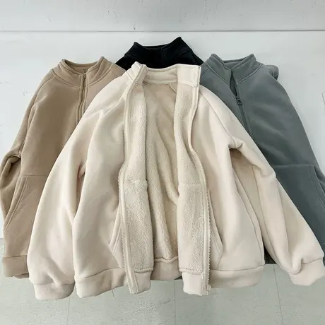 享永子【嘎嘎保暖嘎嘎厚】加绒摇粒绒仿羊羔毛外套女宽松休闲卫衣商品大图