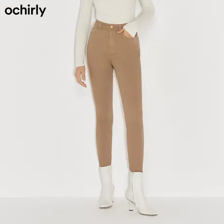 ochirly欧时力新款冬装烫印字母高腰小脚显瘦牛仔裤女1NY412316N图片