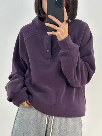 2023秋冬季新款时尚套头休闲打底衫外穿上衣百搭保暖奥绒加厚卫衣商品大图