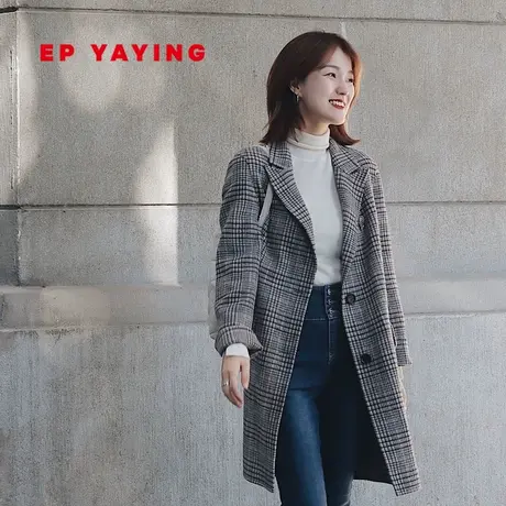 EP YAYING雅莹女装 经典格纹毛呢格纹外套 商场同款8211A图片