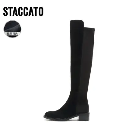 思加图新款加绒超长过膝皮靴女弹力靴袜靴瘦瘦靴EC321DC2商品大图