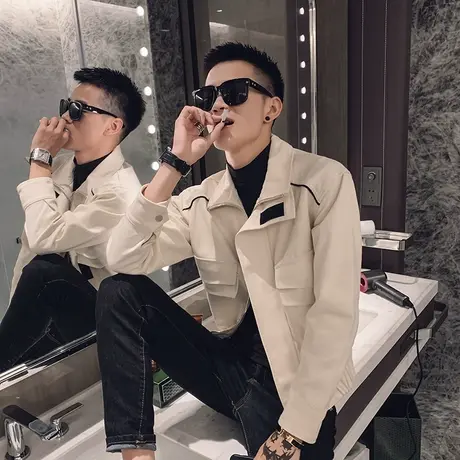 2023秋季潮男新款外套潮牌青年帅气夹克韩版潮流休闲宽松港风ins商品大图