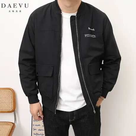 DAEVU春秋新款韩版棒球领大号潮胖子加肥加大码男士短款夹克外套商品大图