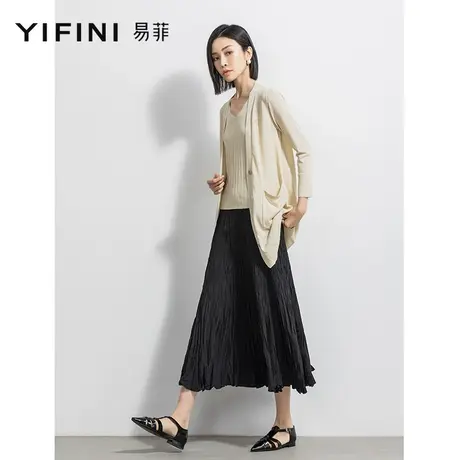 Yifini/易菲毛织上衣两件套装女春秋新款背心针织开衫毛衫商品大图