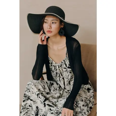 弥古黑色天丝针织薄款开衫女夏冰丝防晒小坎肩披肩吊带裙外搭罩衫商品大图