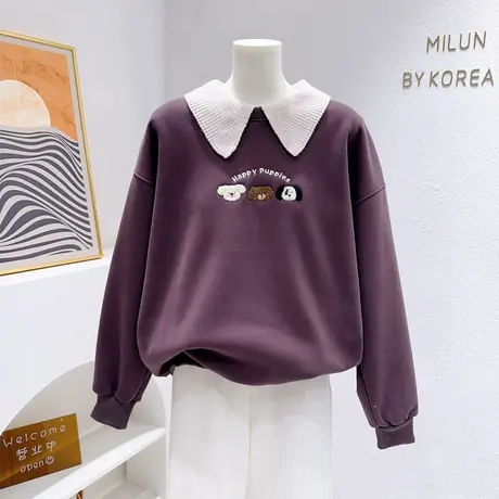 ins奶甜软糯设计感上衣~秋冬韩代款毛衣polo领加绒卫衣减龄学院风商品大图