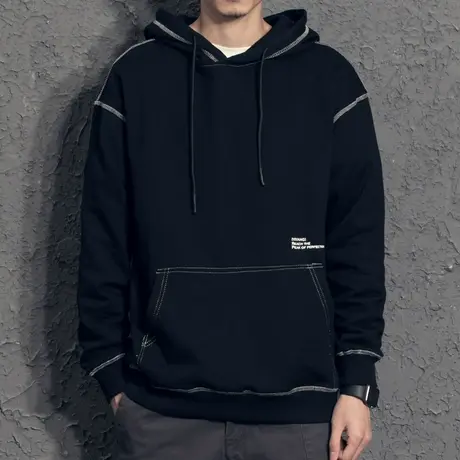 奕飏ins男潮卫衣连帽男 2019春装新款带帽卫衣春秋款男生简约上衣商品大图