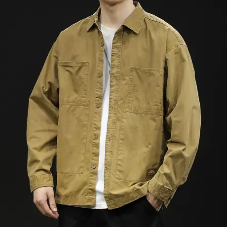 春季2024新款衬衫男潮牌多口袋美式男士休闲工装外套衬衣春秋男装图片