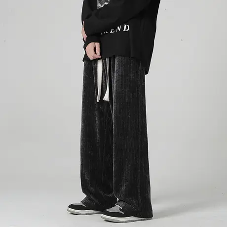 春秋款男士喇叭卫裤男裤子春天男款高级感阔腿运动休闲裤春季男装商品大图