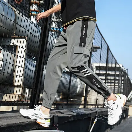 工装裤子男士春秋季潮流宽松百搭束脚运动休闲九分长裤潮牌痞帅气商品大图