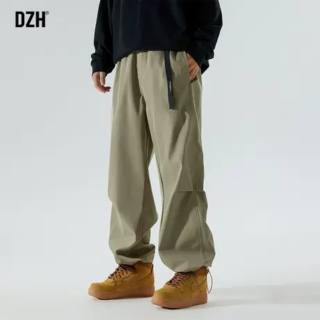男士秋季直筒休闲裤男可系腰带2024新款美式机能伞兵裤冲锋裤长裤商品大图