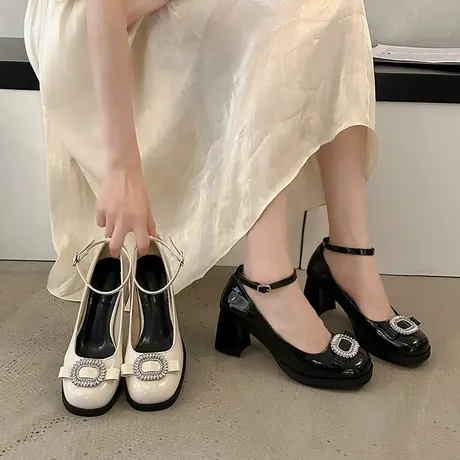 玛丽珍鞋女鞋2024年新款粗跟高跟鞋圆头厚底小皮鞋法式单鞋女夏季图片