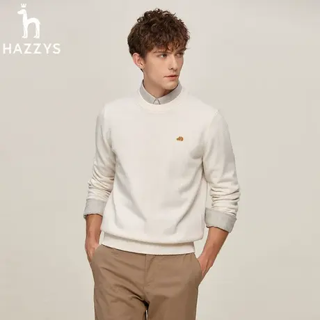 【甄选专享】Hazzys哈吉斯秋冬休闲纯色圆领毛衫上衣长袖保暖内搭图片