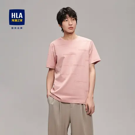 HLA/海澜之家不规则线条印花短袖T恤弹力爽滑圆领短T男图片