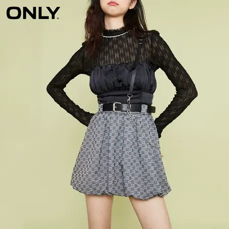 ONLY奥莱夏季花苞裙字母印花刺绣短裙半身裙女图片