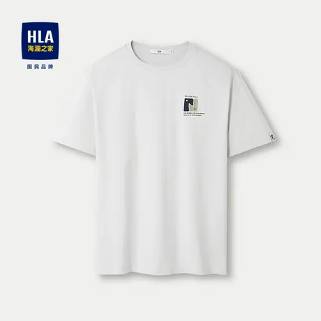 HLA/海澜之家凉感针织短袖T恤2024春夏新款圆领贴布绣短袖男商品大图