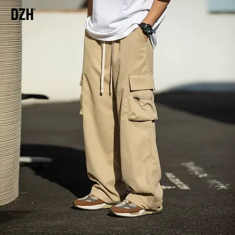 男士卡其色工装裤男春季裤子美式高街直筒裤休闲长裤阔腿裤登山裤商品大图