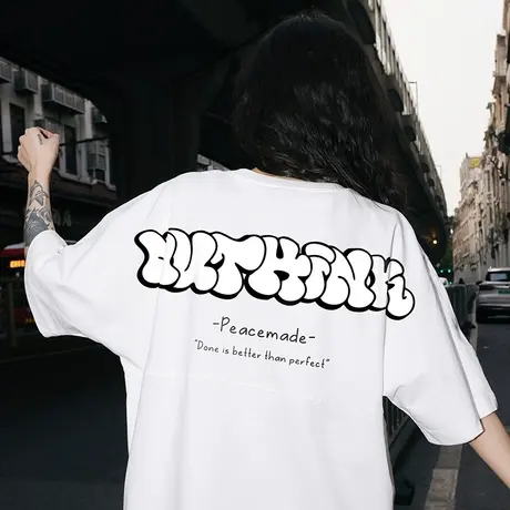 Nuthink加肥加大美式高街字母短袖T恤男潮牌ins大码半截袖夏季潮商品大图