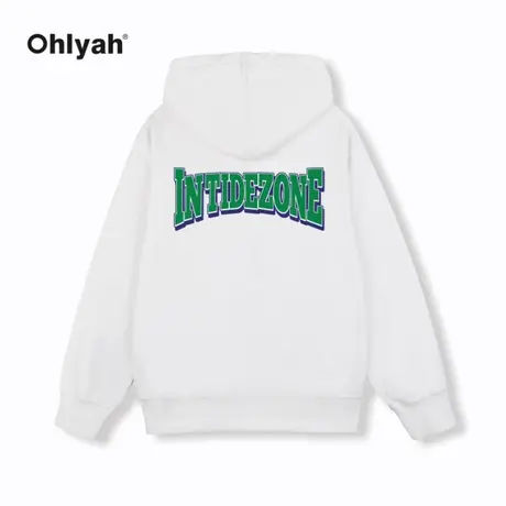 Ohlyah字母标语印花拉链大码卫衣外套男女无性别秋季宽松帽衫班服商品大图