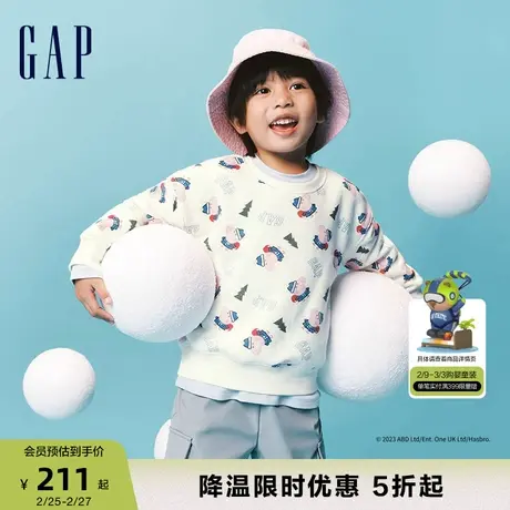 【小猪佩奇联名】Gap男幼童冬季抓绒卫衣洋气运动保暖上衣847361商品大图