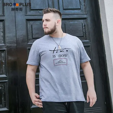 胖哥哥短袖t恤打底衫加肥加大男体恤夏季宽松大码胖子半袖上衣男商品大图