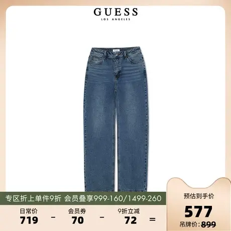 GUESS23 新款秋女士美式街头高腰复古休闲百搭直筒牛仔裤YN3D9155图片