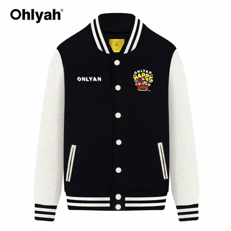 Ohlyah品牌休闲韩版外套纯棉女装情侣棒球衫服印花潮学生上衣大码商品大图