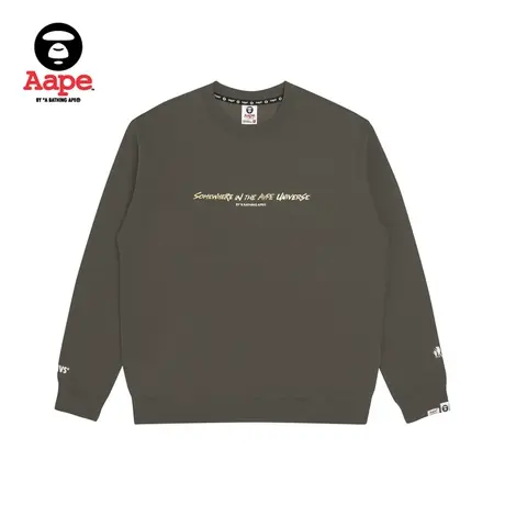 Aape旗舰店男装秋冬烫金印花涂鸦艺术字圆领宽松厚卫衣3961XXJ商品大图