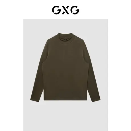 GXG男装 商场同款极简系列深咖色基础长袖针织T恤 22年冬季新品商品大图