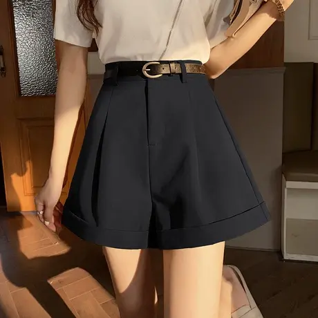 西装短裤女夏季新款薄款高腰直筒阔腿外穿宽松休闲百搭裤子潮ins图片