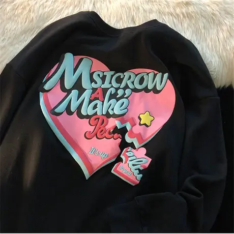 vintage卫衣女chic港风宽松韩版潮ins上衣设计感小众春秋薄款外套商品大图