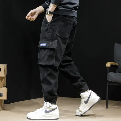 工装裤男冬潮牌束脚大码裤子春秋运动男士加厚休闲灯芯绒男裤秋冬商品大图