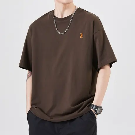 日系港风夏款圆领体恤男士夏季短袖t恤男装2023新款纯棉上衣男生图片